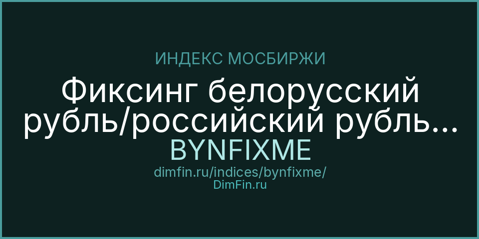 Фиксинг белорусский рубль/российский рубль Московской Биржи (BYNFIXME): текущее значение, доходность и волатильность на Московской бирже