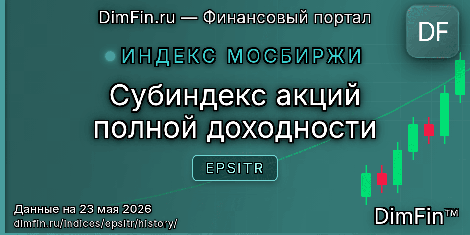 Исторические данные Субиндекс акций полной доходности (EPSITR) — графики и котировки Исторические данные Субиндекс акций полной доходности (EPSITR) — графики и котировки