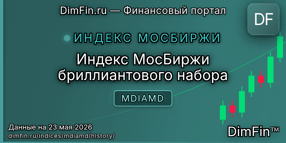 Исторические данные Индекс МосБиржи бриллиантового набора (MDIAMD) — графики и котировки Исторические данные Индекс МосБиржи бриллиантового набора (MDIAMD) — графики и котировки