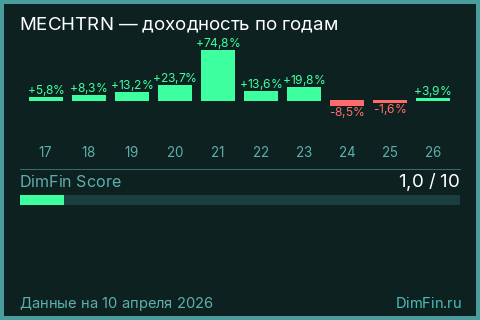 Годовая доходность MECHTRN по годам — DimFin Score