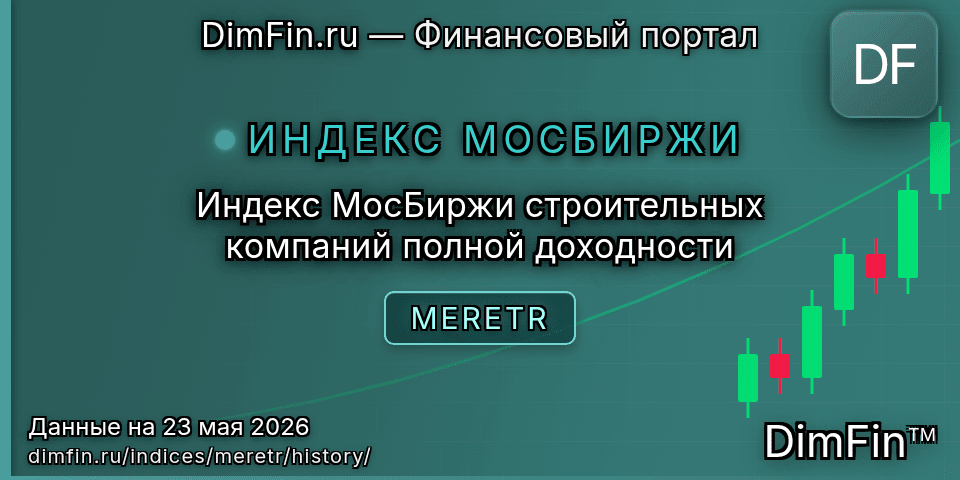 Исторические данные Индекс МосБиржи строительных компаний полной доходности (MERETR) — графики и котировки