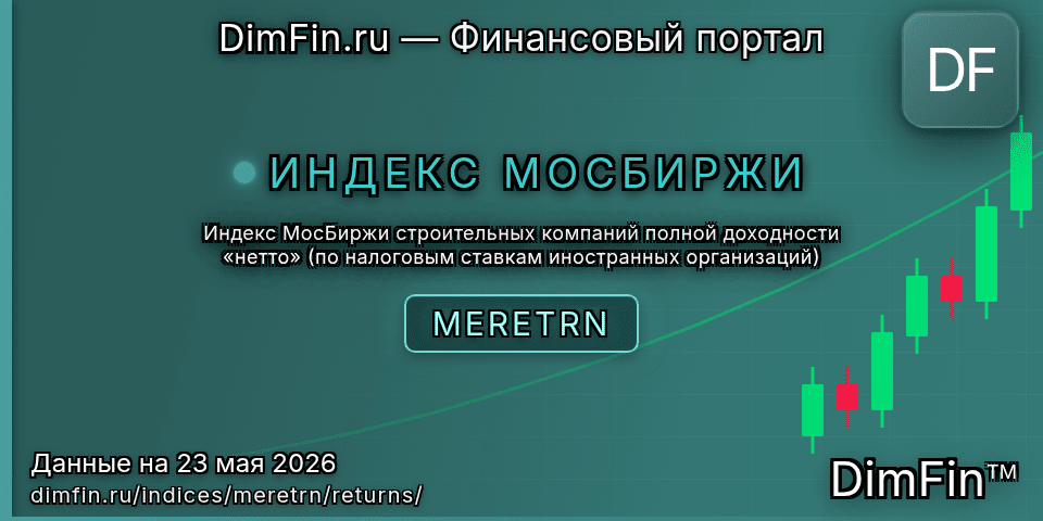 Доходность Индекс МосБиржи строительных компаний полной доходности «нетто» (по налоговым ставкам иностранных организаций) (MERETRN) — статистика по периодам