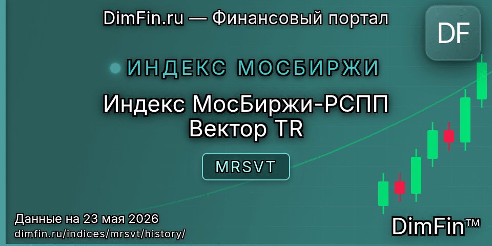 Исторические данные Индекс МосБиржи-РСПП Вектор TR (MRSVT) — графики и котировки Исторические данные Индекс МосБиржи-РСПП Вектор TR (MRSVT) — графики и котировки