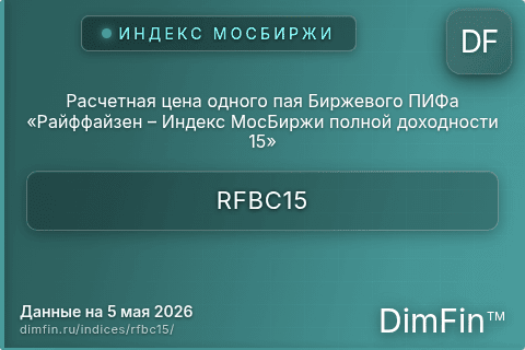 Каталог индекса Расчетная цена одного пая Биржевого ПИФа «Райффайзен – Индекс МосБиржи полной доходности 15» (RFBC15) — структура и данные