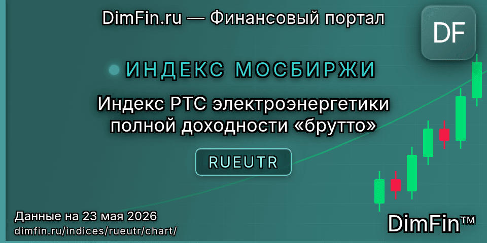 График Индекс РТС электроэнергетики полной доходности «брутто» (RUEUTR) — интерактивный свечной график онлайн График Индекс РТС электроэнергетики полной доходности «брутто» (RUEUTR) — интерактивный свечной график онлайн