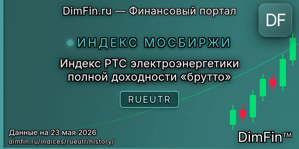 Исторические данные Индекс РТС электроэнергетики полной доходности «брутто» (RUEUTR) — графики и котировки Исторические данные Индекс РТС электроэнергетики полной доходности «брутто» (RUEUTR) — графики и котировки