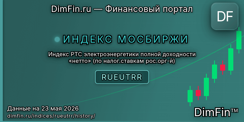 Исторические данные Индекс РТС электроэнергетики полной доходности «нетто» (по налог.ставкам рос.орг-й) (RUEUTRR) — графики и котировки