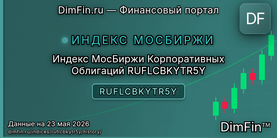 Исторические данные Индекс МосБиржи Корпоративных Облигаций RUFLCBKYTR5Y (RUFLCBKYTR5Y) — графики и котировки Исторические данные Индекс МосБиржи Корпоративных Облигаций RUFLCBKYTR5Y (RUFLCBKYTR5Y) — графики и котировки