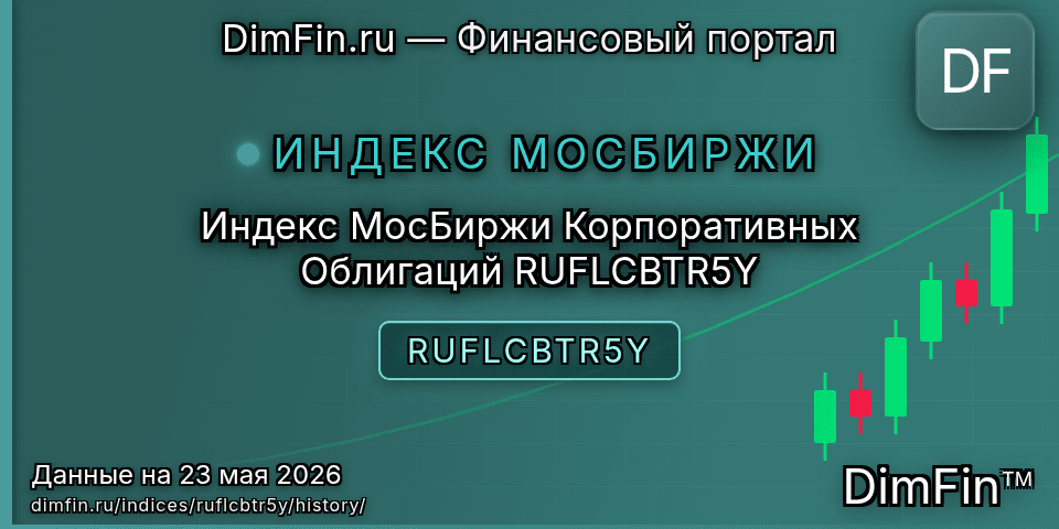 Исторические данные Индекс МосБиржи Корпоративных Облигаций RUFLCBTR5Y (RUFLCBTR5Y) — графики и котировки