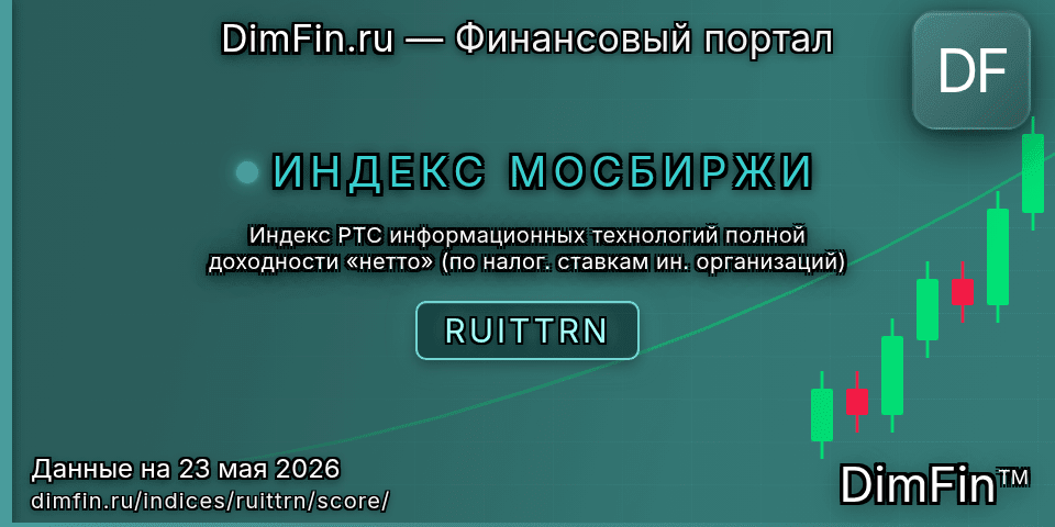 DimFin Score Индекс РТС информационных технологий полной доходности «нетто» (по налог. ставкам ин. организаций) (RUITTRN) — рейтинг и оценка DimFin Score Индекс РТС информационных технологий полной доходности «нетто» (по налог. ставкам ин. организаций) (RUITTRN) — рейтинг и оценка