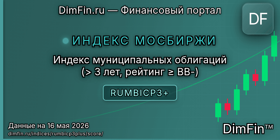 DimFin Score Индекс муниципальных облигаций (> 3 лет, рейтинг ≥ BB-) (RUMBICP3+) — рейтинг и оценка DimFin Score Индекс муниципальных облигаций (> 3 лет, рейтинг ≥ BB-) (RUMBICP3+) — рейтинг и оценка