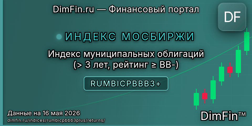 Доходность Индекс муниципальных облигаций (> 3 лет, рейтинг ≥ BB-) (RUMBICPBBB3+) — статистика по периодам Доходность Индекс муниципальных облигаций (> 3 лет, рейтинг ≥ BB-) (RUMBICPBBB3+) — статистика по периодам