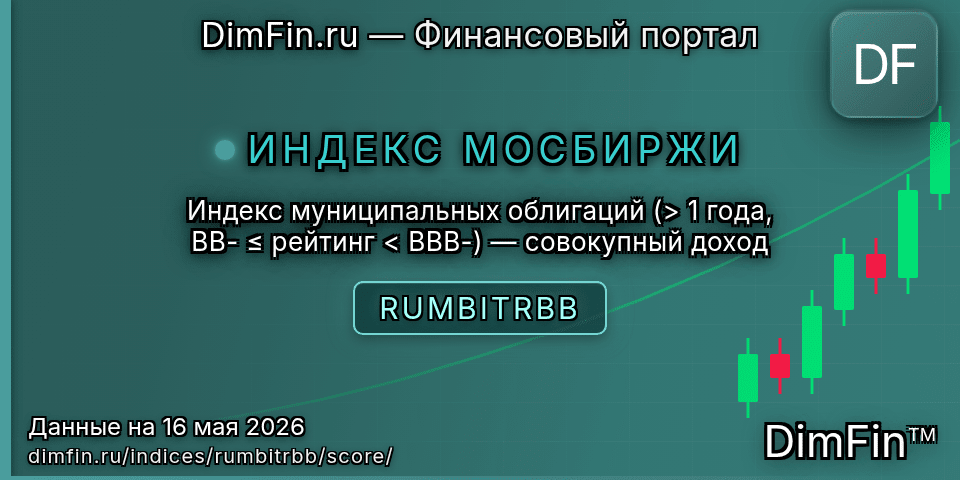DimFin Score Индекс муниципальных облигаций (> 1 года, BB- ≤ рейтинг < BBB-) — совокупный доход (RUMBITRBB) — рейтинг и оценка