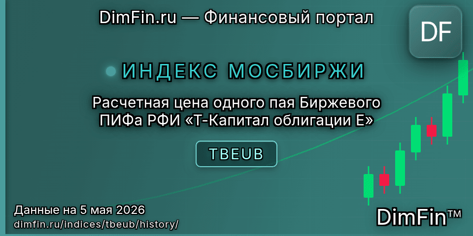 Исторические данные Расчетная цена одного пая Биржевого ПИФа РФИ «Т-Капитал облигации Е» (TBEUB) — графики и котировки