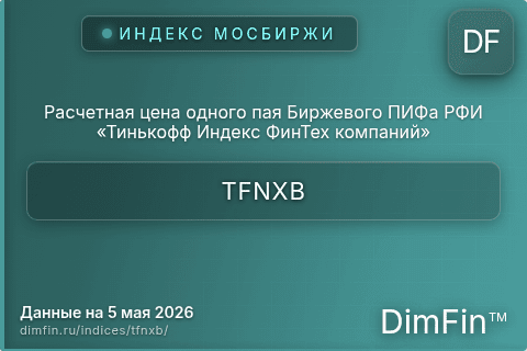 Каталог индекса Расчетная цена одного пая Биржевого ПИФа РФИ «Тинькофф Индекс ФинТех компаний» (TFNXB) — структура и данные