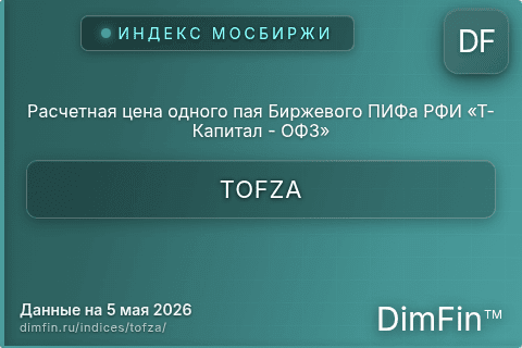 Каталог индекса Расчетная цена одного пая Биржевого ПИФа РФИ «Т-Капитал - ОФЗ» (TOFZA) — структура и данные Каталог индекса Расчетная цена одного пая Биржевого ПИФа РФИ «Т-Капитал - ОФЗ» (TOFZA) — структура и данные