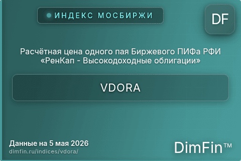 Каталог индекса Расчётная цена одного пая Биржевого ПИФа РФИ «РенКап - Высокодоходные облигации» (VDORA) — структура и данные Каталог индекса Расчётная цена одного пая Биржевого ПИФа РФИ «РенКап - Высокодоходные облигации» (VDORA) — структура и данные