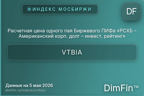 Каталог индекса Расчетная цена одного пая Биржевого ПИФа «РСХБ – Американский корп. долг – инвест. рейтинг» (VTBIA) — структура и данные Каталог индекса Расчетная цена одного пая Биржевого ПИФа «РСХБ – Американский корп. долг – инвест. рейтинг» (VTBIA) — структура и данные