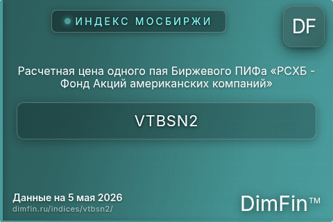 Каталог индекса Расчетная цена одного пая Биржевого ПИФа «РСХБ - Фонд Акций американских компаний» (VTBSN2) — структура и данные Каталог индекса Расчетная цена одного пая Биржевого ПИФа «РСХБ - Фонд Акций американских компаний» (VTBSN2) — структура и данные